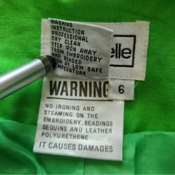 Vintage CHANCELLE Jacket Blazer  Fitted Green Colorful Embroidery Beaded - Picture 7 of 8